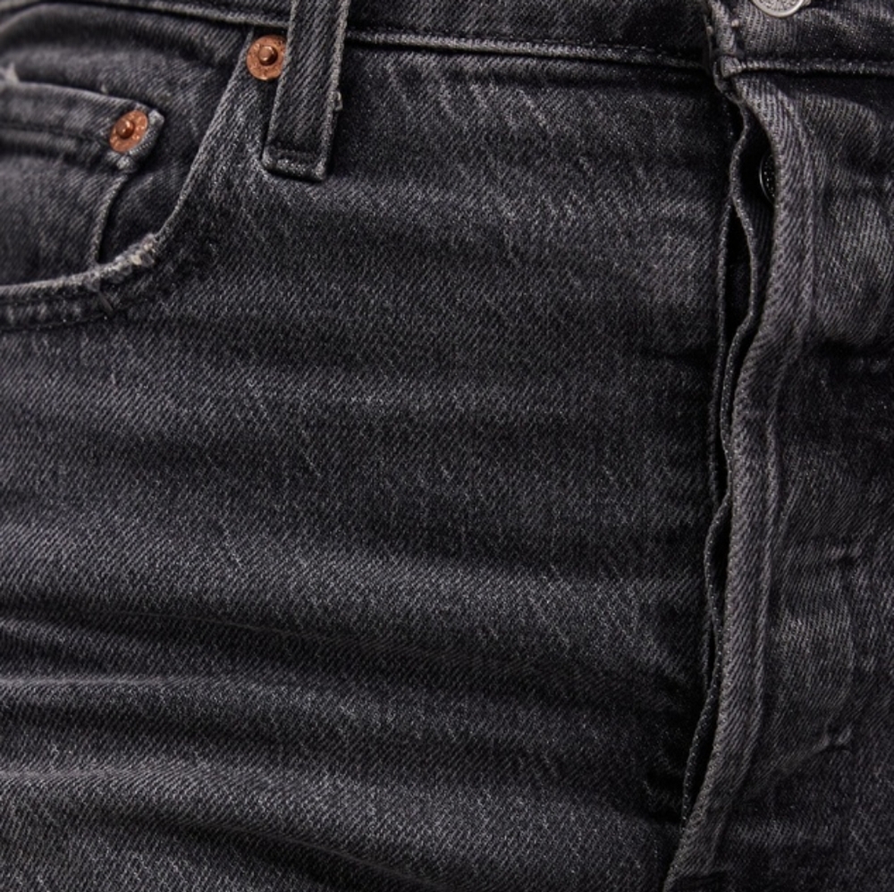 Levi’s Iconic Ribcage High Rise Straight Leg Jeans Black Denim Sz 27 - Picture 11 of 16